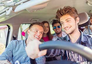 Teenage Driver With Friends In Car